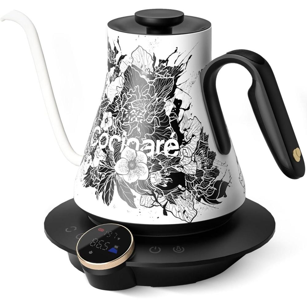 image:imageCocinare Gooseneck Electric Kettle 05F Precise Temperature Control 1500W Fast Heating PourOver Coffee amp Tea Stainless Steel 09L Artisan Wave DesignBlossom