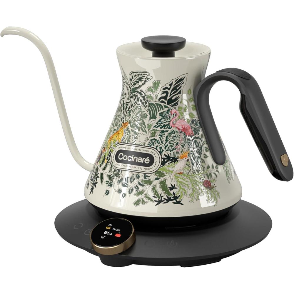 image:imageCocinare Gooseneck Electric Kettle 05F Precise Temperature Control 1500W Fast Heating PourOver Coffee amp Tea Stainless Steel 09L Colorchanging Brush Leopard DesignJungle