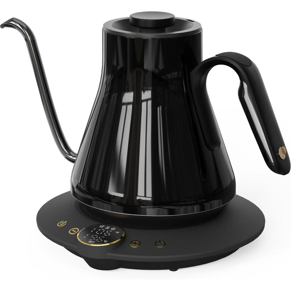 image:imageCocinare Gooseneck Electric Kettle 1F Precise Temperature Control 1500W Fast Heating Pour Over Coffee amp Tea Kettle with Brew Timer amp Keep Warm Stainless Steel 09L Soulages BlackSoulages Black