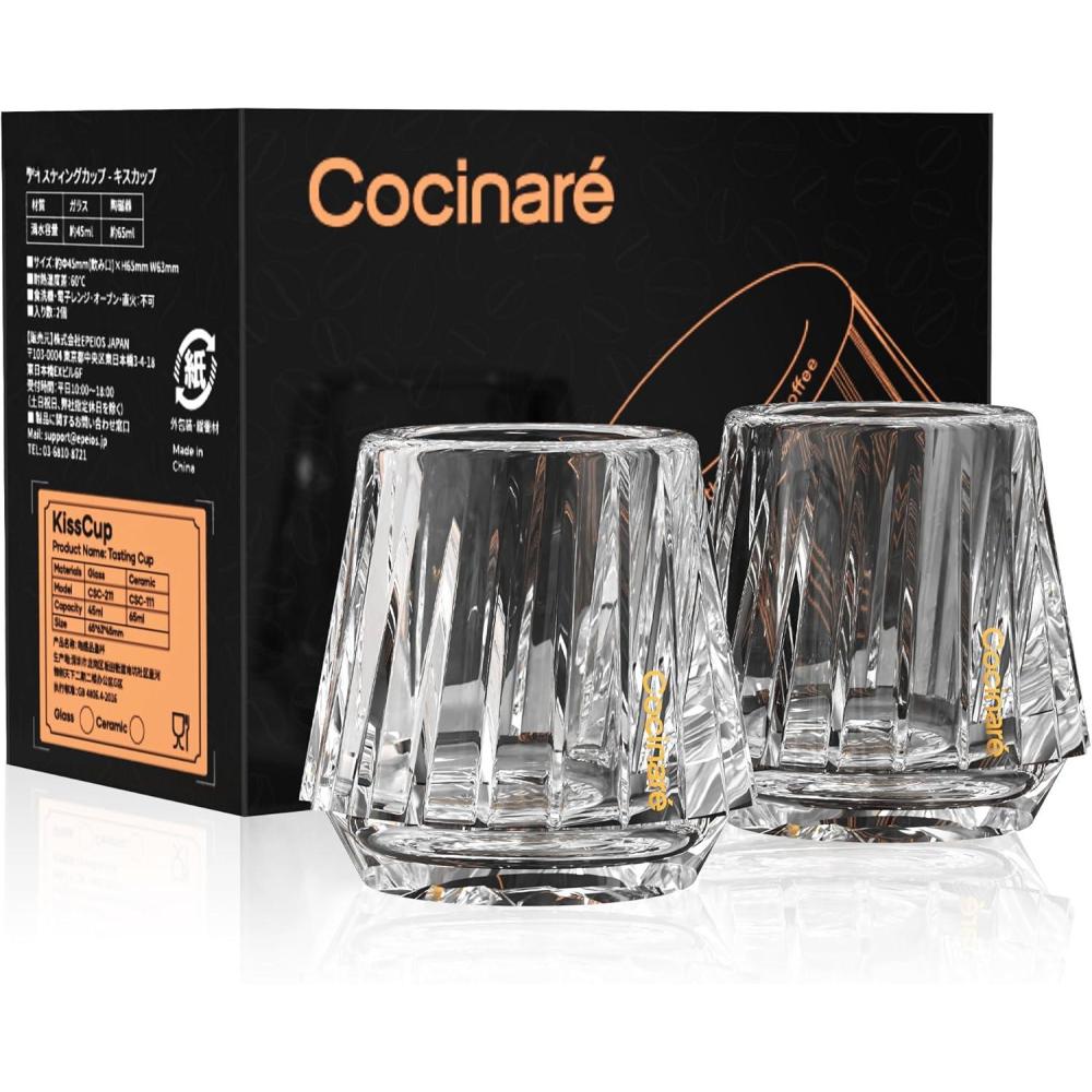 image:imageCocinare KissCup Crystal Espresso Cup 15oz Demitasse Cup for Espresso Pourover coffee amp Tea Haze Gray Crystal CollectionDUO Clear