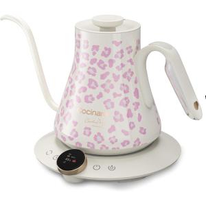 image:imageCocinare Gooseneck Electric Kettle 05F Precise Temperature Control 1500W Fast Heating PourOver Coffee amp Tea Stainless Steel 09L Colorchanging Brush Leopard DesignBlush Leopard