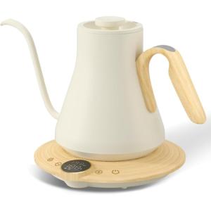 image:imageCocinare Gooseneck Electric Kettle 1F Precise Temperature Control 1500W Fast Heating Pour Over Coffee amp Tea Kettle with Brew Timer amp Keep Warm Stainless Steel 09L Soulages BlackWhite Maple