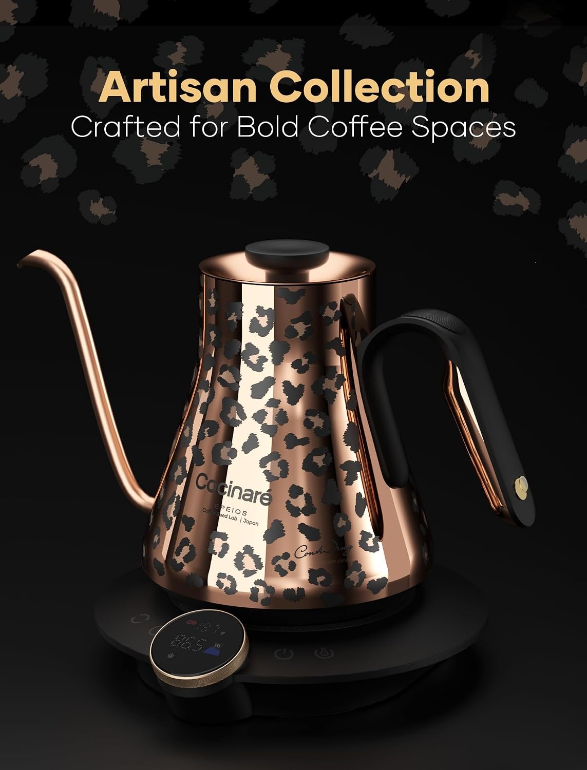 image:imageCocinare Artisan Collection Gooseneck Electric Kettle 05 Precise Temperature Control for PourOver Coffee amp Tea Quick Heating 1500W Stainless Steel Interior 09L ConfettiWild Gold