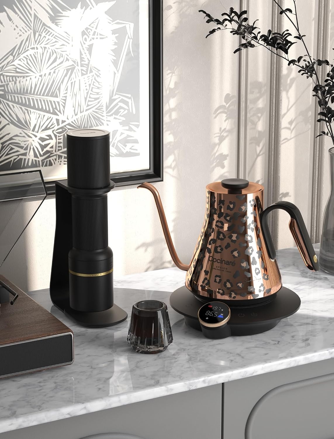 image:imageCocinare Artisan Collection Gooseneck Electric Kettle 05 Precise Temperature Control for PourOver Coffee amp Tea Quick Heating 1500W Stainless Steel Interior 09L ConfettiWild Gold