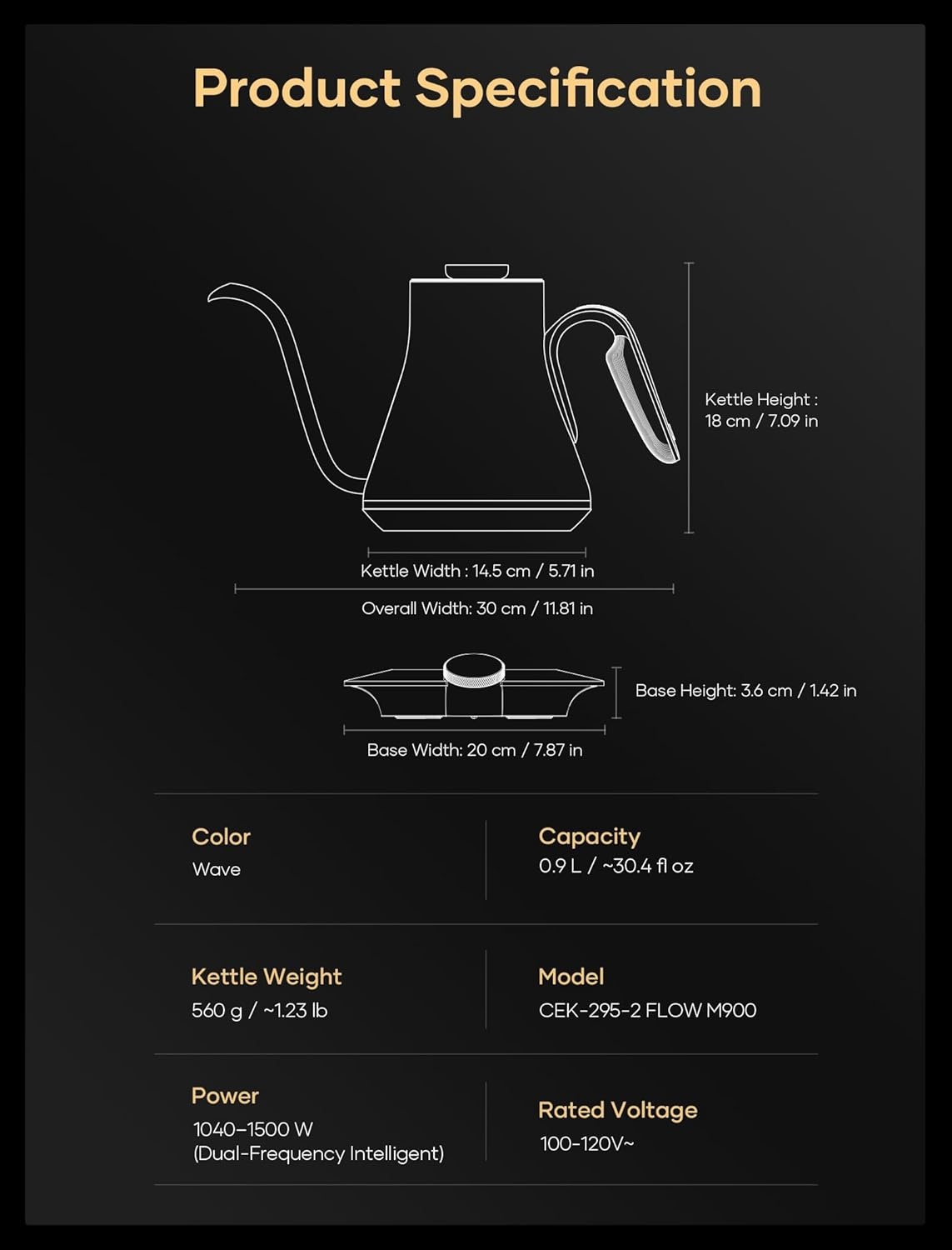 image:imageCocinare Artisan Collection Gooseneck Electric Kettle 05 Precise Temperature Control for PourOver Coffee amp Tea Quick Heating 1500W Stainless Steel Interior 09L ConfettiWave