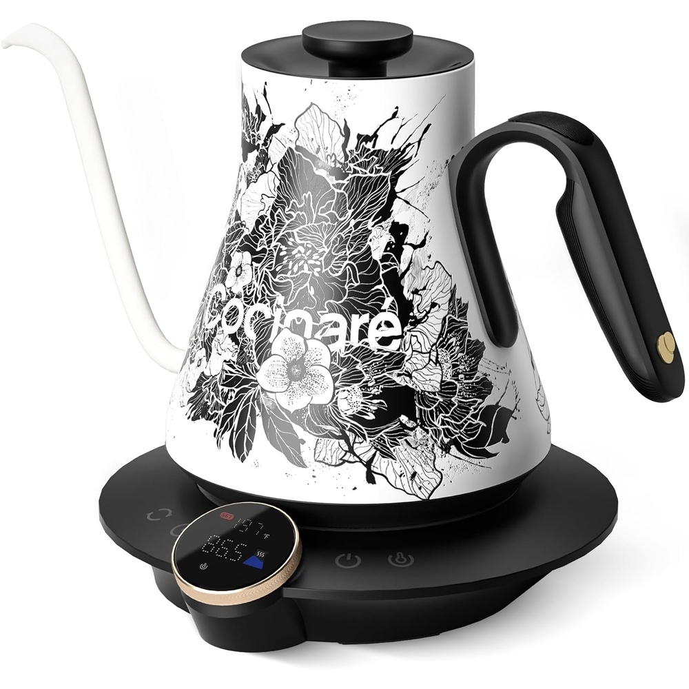 image:imageCocinare Artisan Collection Gooseneck Electric Kettle 05 Precise Temperature Control for PourOver Coffee amp Tea Quick Heating 1500W Stainless Steel Interior 09L ConfettiBlossom
